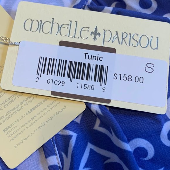 NWT Michelle Parisou Purple and White Sleeveless Tunic Size S - Picture 11 of 14